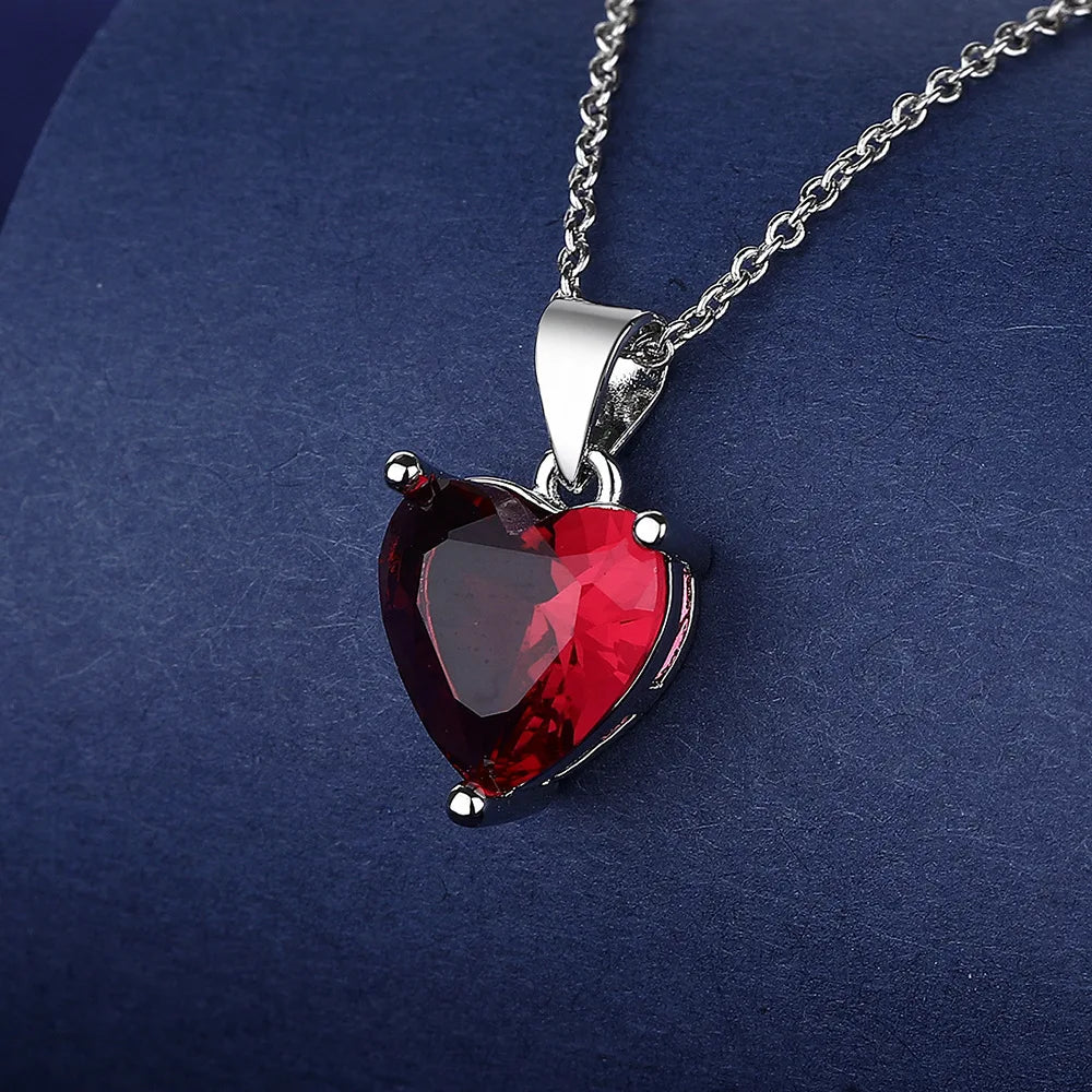 925 Sterling Silver Jewelry Sets For Women Heart Zircon Ring Earrings Necklace Wedding Bridal Elegant Christmas