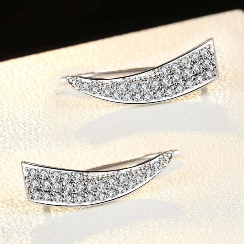 New 925 Sterling Silver Earrings For Women Original Charm Double Hoop Earrings Pave CZ Fine Engagement Anniversary Jewelry Gift