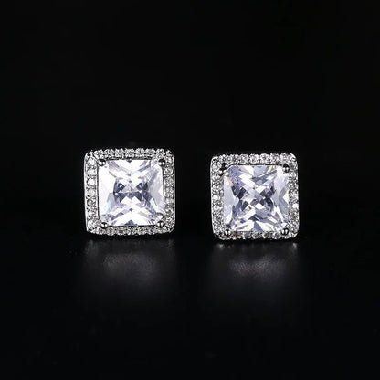 925 Sterling Silver Jewelry Women Fashion Cute Tiny Clear Crystal CZ Stud Earrings Gift for Girls Teens Lady E001