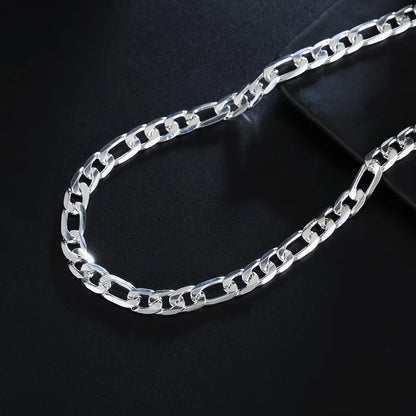 925 Sterling Silver 16--30 Inch Side Chain Necklace For Women Man Fashion Wedding Charm Jewelry