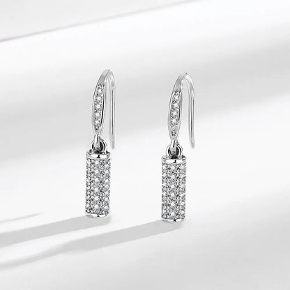 New Fashion Women Pendants Necklace Simple Geometry Square Earrings Crystal 925 Sterling Silver Color Jewelry Sets for Wedding