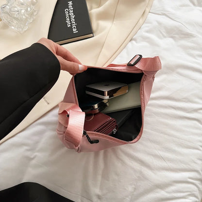 Simple Design Women's Messenger Bag Fashion Ladies Nylon Hobos Small Shoulder Bags Vintage Female Girls Purse Cloth Handbags