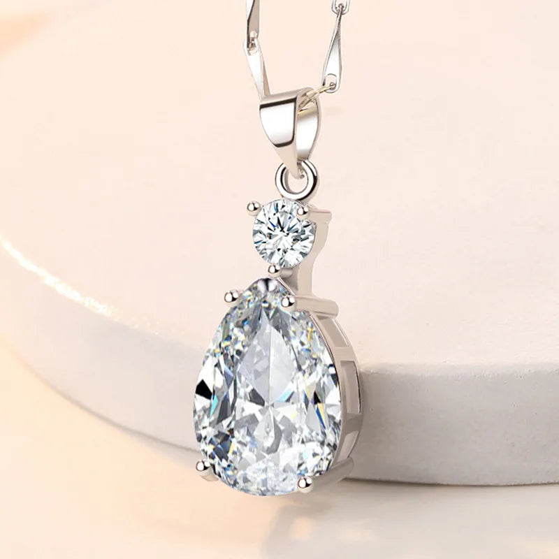 925 Sterling Silver Necklace For Women Round Pendent Sparkling Pave CZ Necklace Fashion Anniversary Birthday Jewelry Gifts