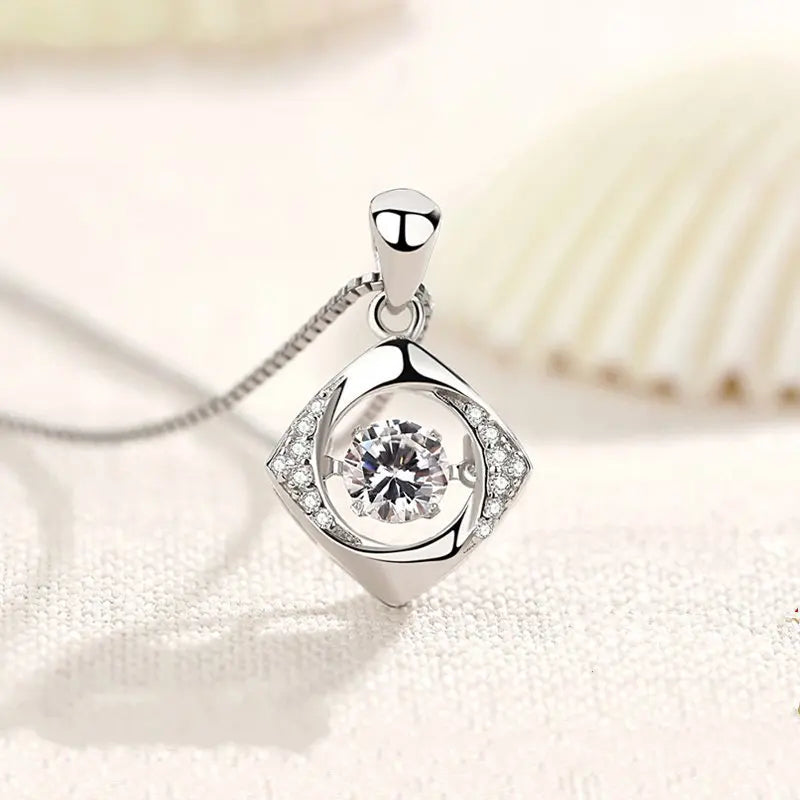 925 Sterling Silver Big Stone Pendant Chain Light Natural Amethyst Necklace for Woman Girl Excellent Jewelry