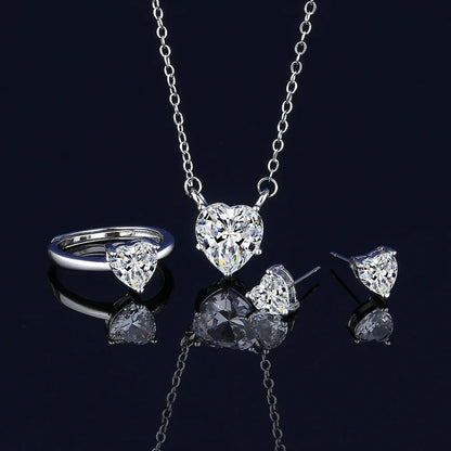 Real 925 Silver Moissanite Jewelry Set for chrm lady ring earring pendant necklace Solitaire set for female dating party gift
