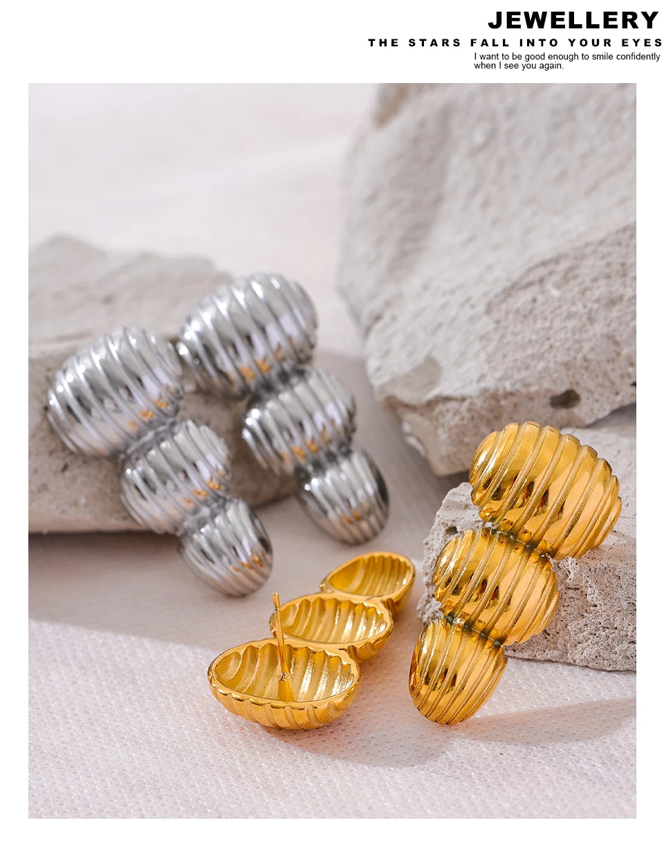 Elysium Big Promotion Stainless Steel Metal Geometric Statement Big Stud Earrings 18K PVD Plated Fashion Jewelry Wholesale