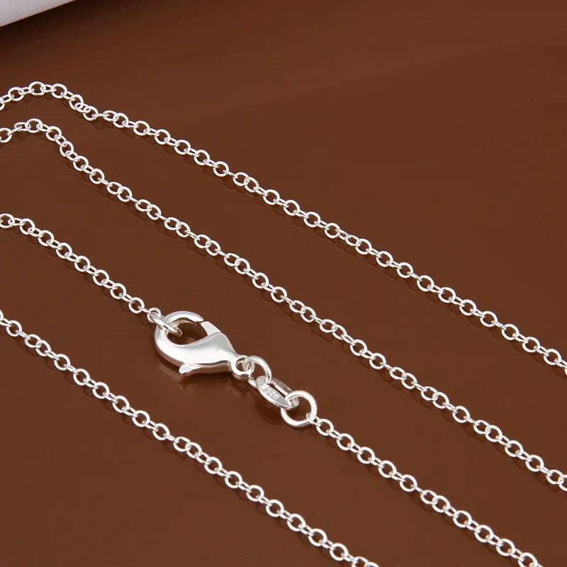 wholesale 925 Sterling Silver Chain necklace,Fashion Men/Women DIY Jewelry Rolo Chain 1mm Necklace 16 18 20 22 24"