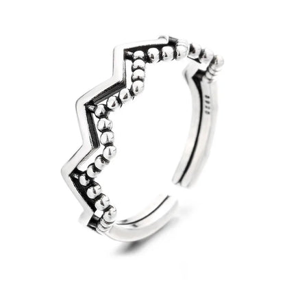 925 Sterling Silver Geometric Multilayer Round Bead Ring Female Fashion Punk Temperament Prevent Allergy Charm Jewelry