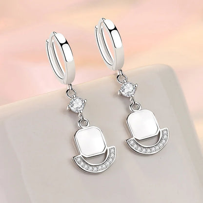 925 Sterling Silver Earrings For Women Original Charm Double Hoop Earrings Pave CZ Fine Engagement Anniversary Jewelry Gift