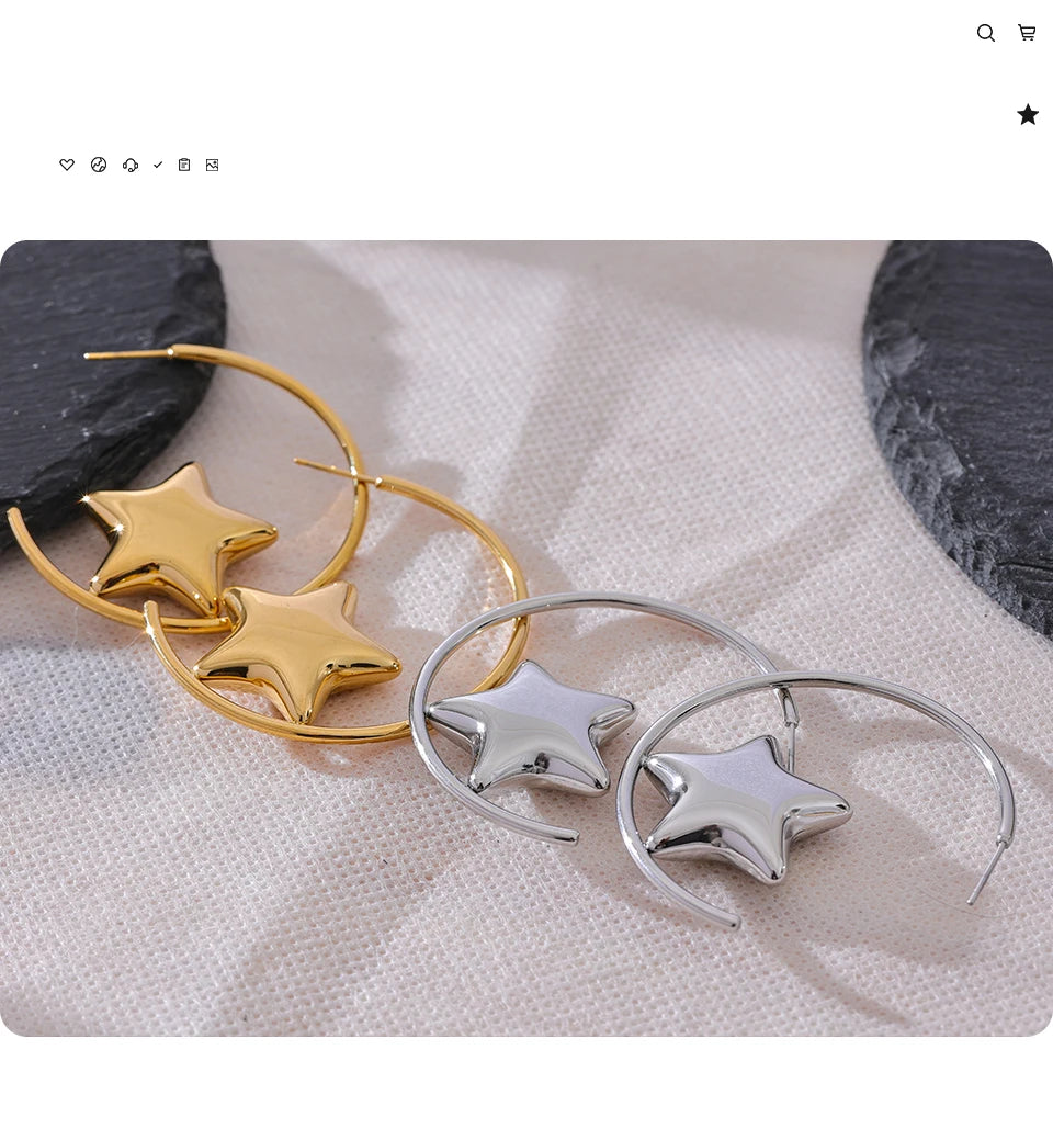 Elysium Trendy Stainless Steel Round Sleek Star Huggie Earrings for Women Prevent Allergy Metal Temperament Fashion Jewelry Gift