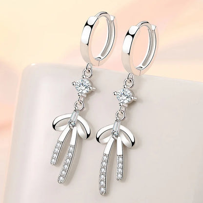 925 Sterling Silver Earrings For Women Original Charm Double Hoop Earrings Pave CZ Fine Engagement Anniversary Jewelry Gift