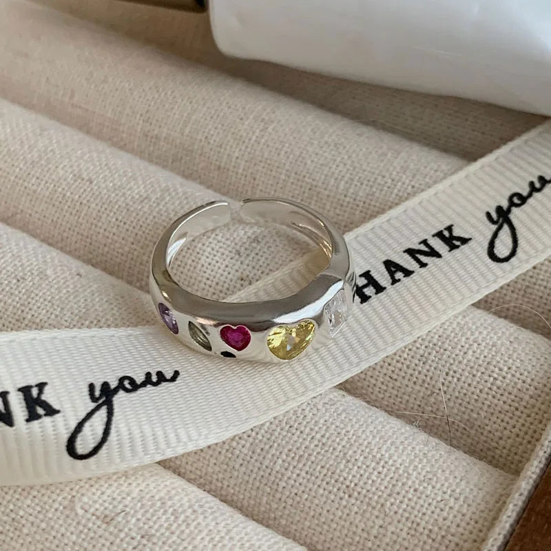 925 Sterling Silver Geometric Multilayer Round Bead Ring Female Fashion Punk Temperament Prevent Allergy Charm Jewelry