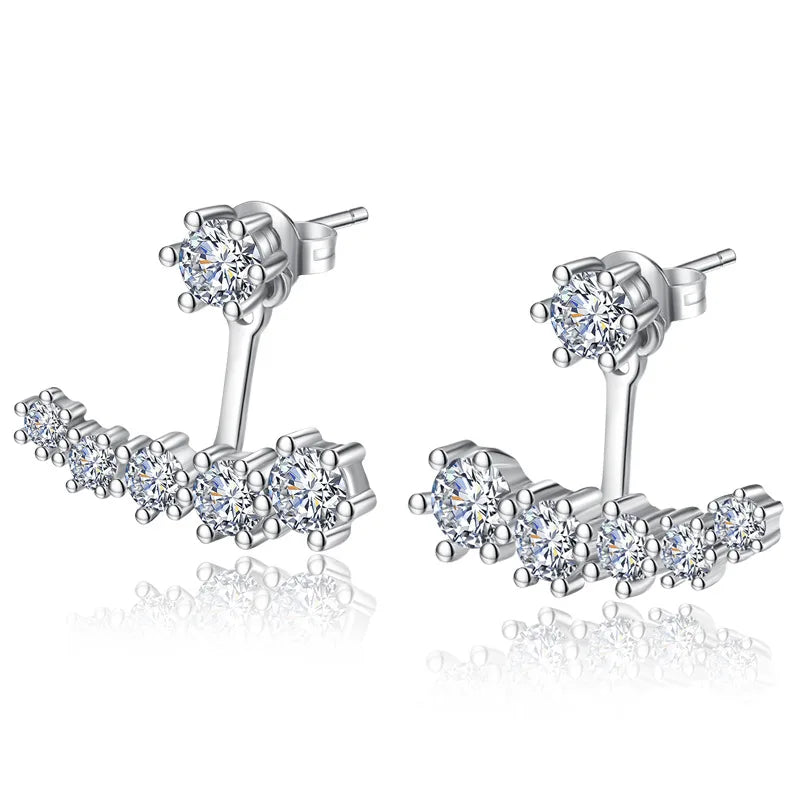 925 Sterling Silver New Woman Fashion Jewelry High Quality Blue Pink White Purple Crystal Zircon Hot Selling Earrings H009