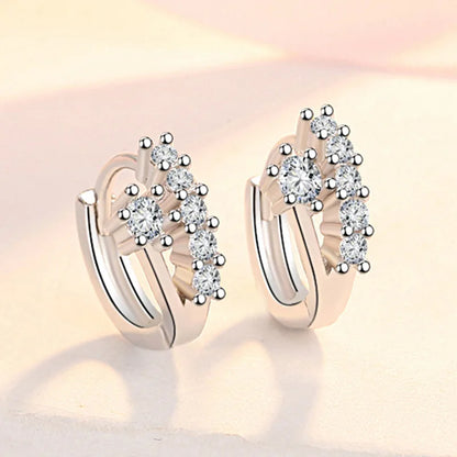 New 925 Sterling Silver Earrings For Women Original Charm Double Hoop Earrings Pave CZ Fine Engagement Anniversary Jewelry Gift