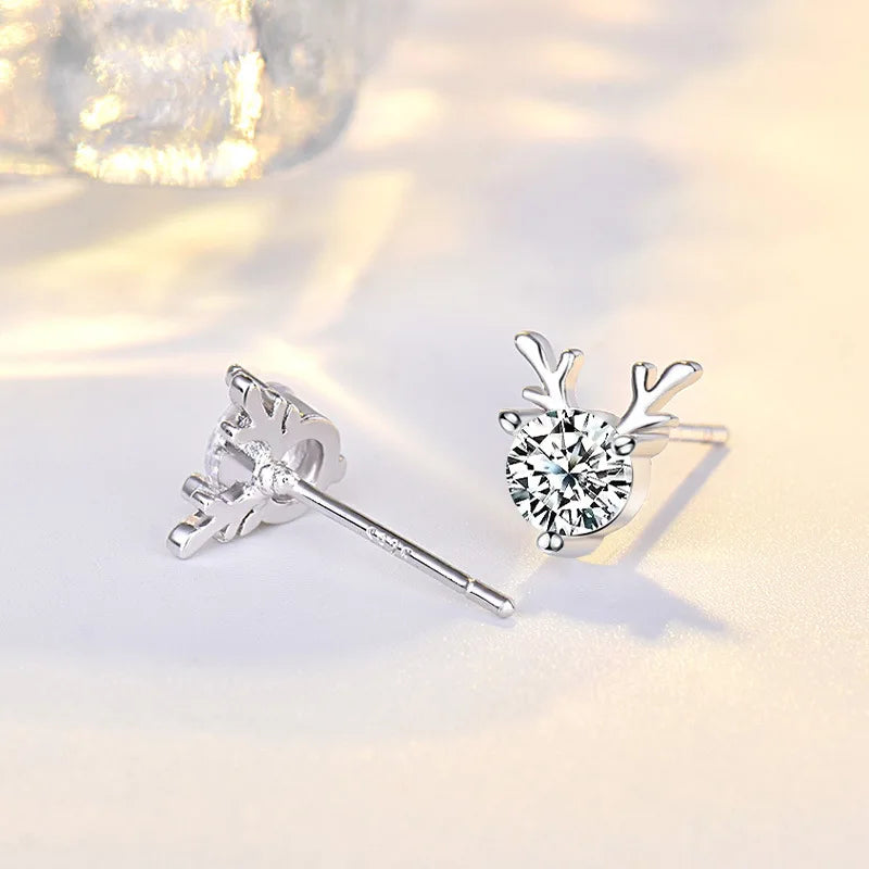 925 Sterling Silver Female Luxury Crystal Round Stud Earrings Vintage Wedding Jewelry White Zircon Stone Earrings For Women