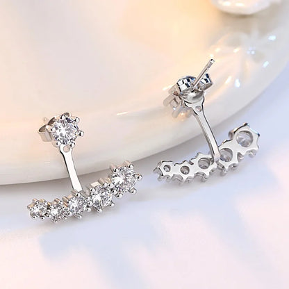 925 Sterling Silver New Woman Fashion Jewelry High Quality Blue Pink White Purple Crystal Zircon Hot Selling Earrings H009