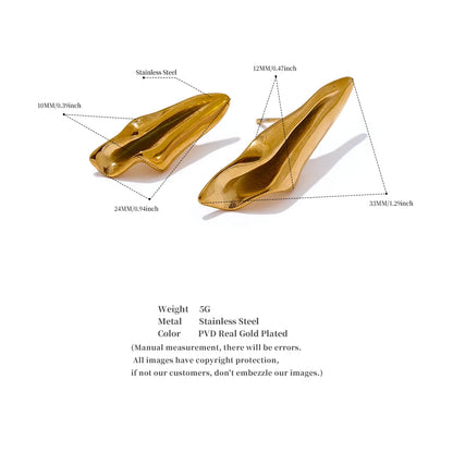 Elysium Stylish Unique Asymmetrical Geometry Metal Stud Earrings Stainless Steel Gold Color Waterproof Jewelry Bijoux
