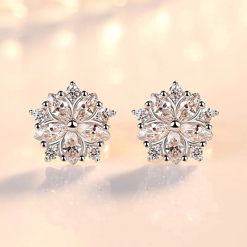925 Silver Women Hoop Earrings Fashion Pendientes Gift For Female Girl Sparkling Pave CZ U Heart Shape Star Moon