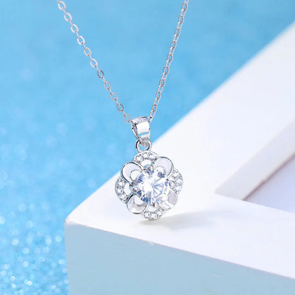 New 925 Sterling Silver Necklace For Women Round Pendent Sparkling Pave CZ Necklace Fashion Anniversary Birthday Jewelry Gifts