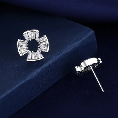 925 Silver Women Hoop Earrings Fashion Pendientes Gift For Female Girl Sparkling Pave CZ U Heart Shape Star Moon Earring E1258