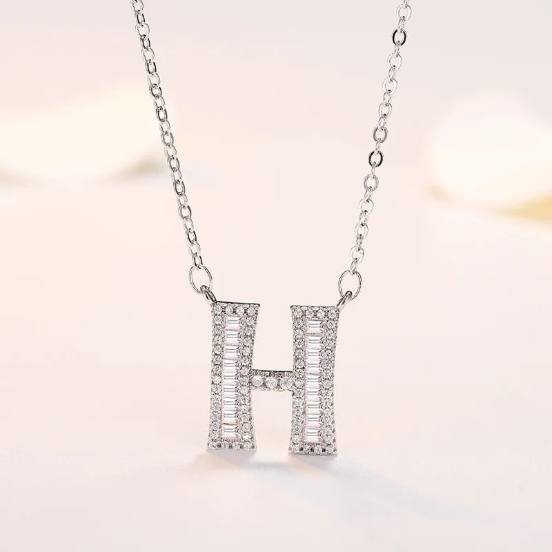 New 925 Sterling Silver 26 letter necklace Personal name handmade jewelry For Women Wedding Charm Fashion