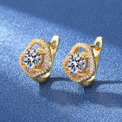 New 925 Silver Women Hoop Earrings Fashion Pendientes Gift For Female Girl Sparkling Pave CZ U Heart Shape Star Moon Earring