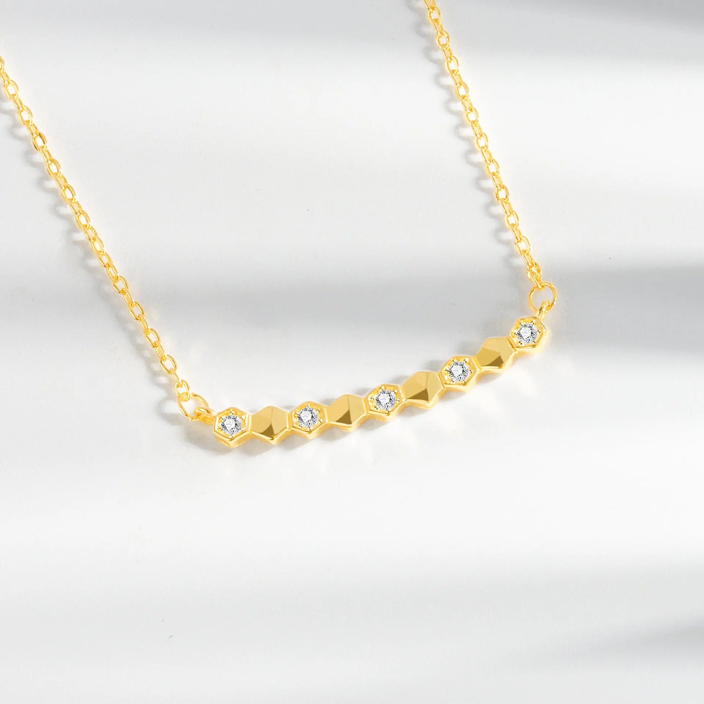 925 Sterling Silver Big Color Stone Pendant Chain Light Crystal Necklace for Women Excellent Jewelry Collarbone Chain 7355