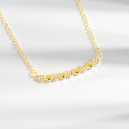 925 Sterling Silver Big Color Stone Pendant Chain Light Crystal Necklace for Women Excellent Jewelry Collarbone Chain 7355